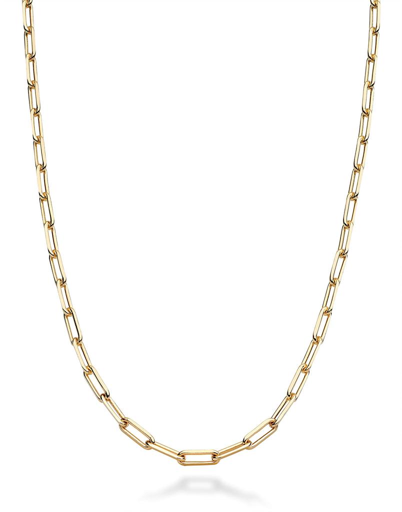 Miabella Solid 18K Gold Over Sterling Silver Italian Paper Clip Link Chain Necklace for Women Men 925 Made In Italy 2.5mm