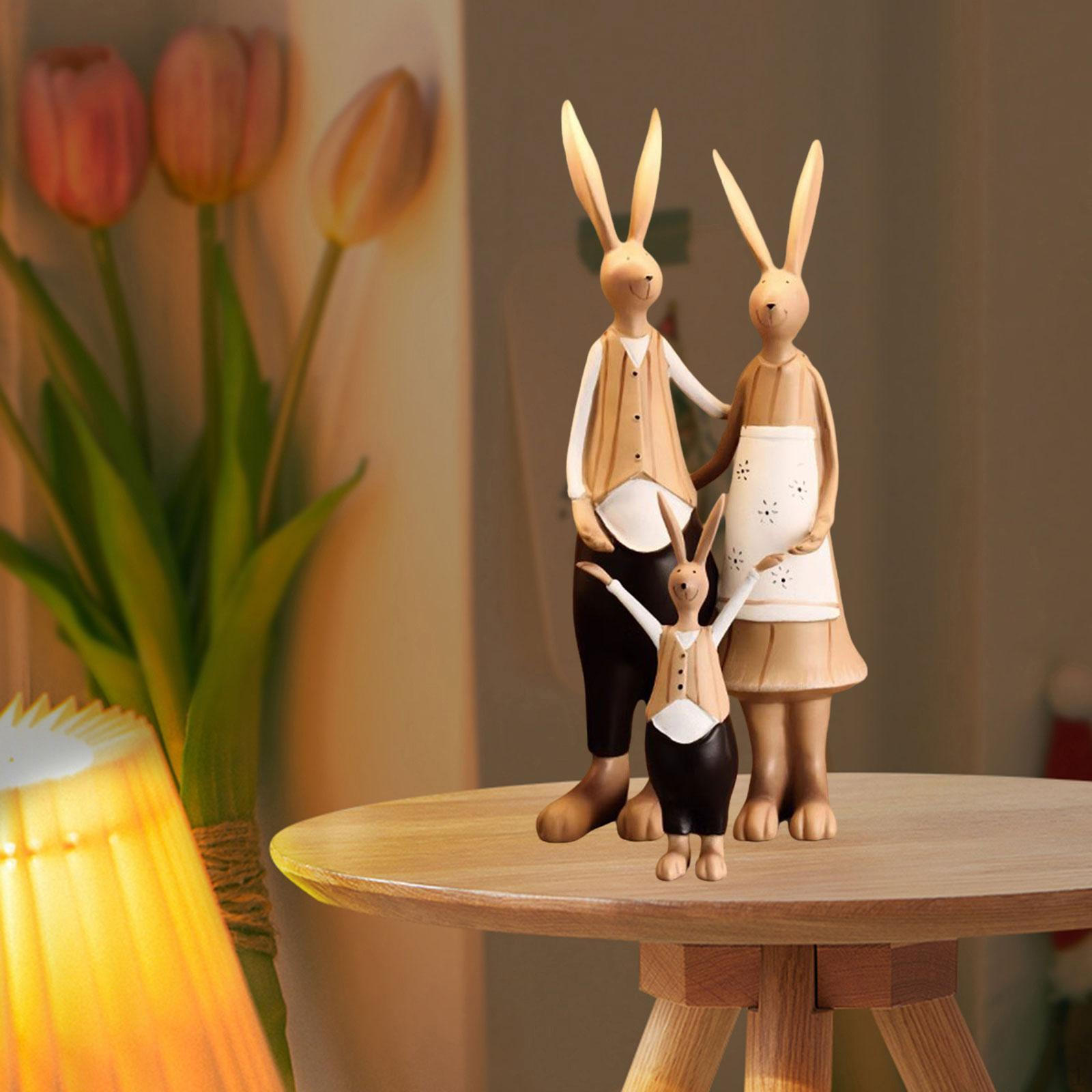 

Семейная фигурка кроликов, стоящая статуя, украшение стола ручной работы, центральная часть для жизни