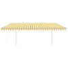 VidaXL Auvent automatique rétractable avec poteaux 5x3,5 m Jaune blanc 3070068