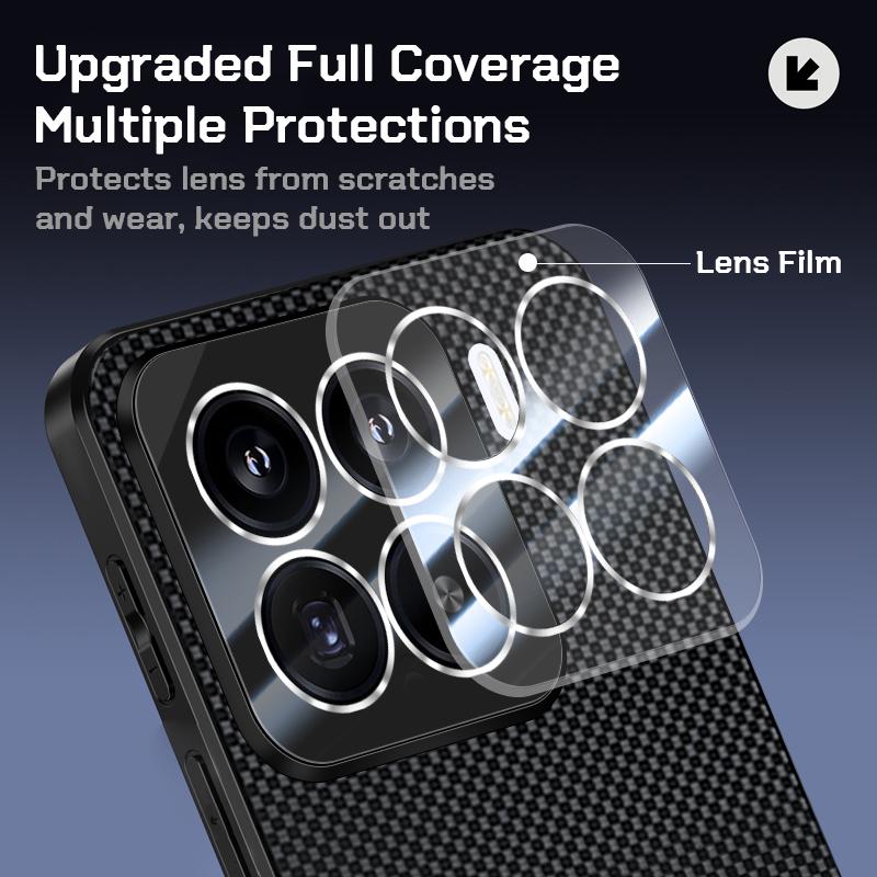 Carbon Fibre Texture Plastic Glass Lens Protection Case For Xiaomi Mi 17 Pro Max 1 1T 14 14T Pro Ultra Matte Shockproof Cover