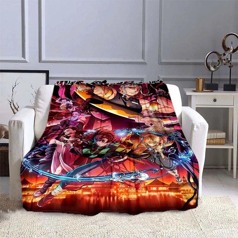 Anime Demon Slayer Decke, superweich, warm, Flanell-Überwurf, Picknickdecke, Decken für Betten, Picknickdecke