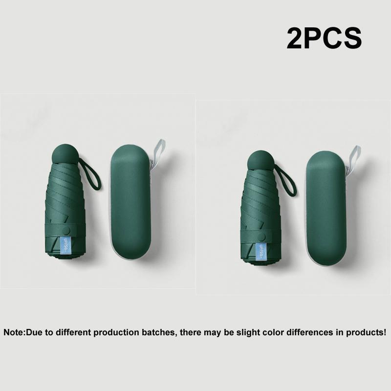 

2pcs Portable Capsule Umbrella With Box, Dual Use Sunshade And Rain Protection Lightweight Folding Umbrellas For Office, Travel Iron&6K темно-зеленого