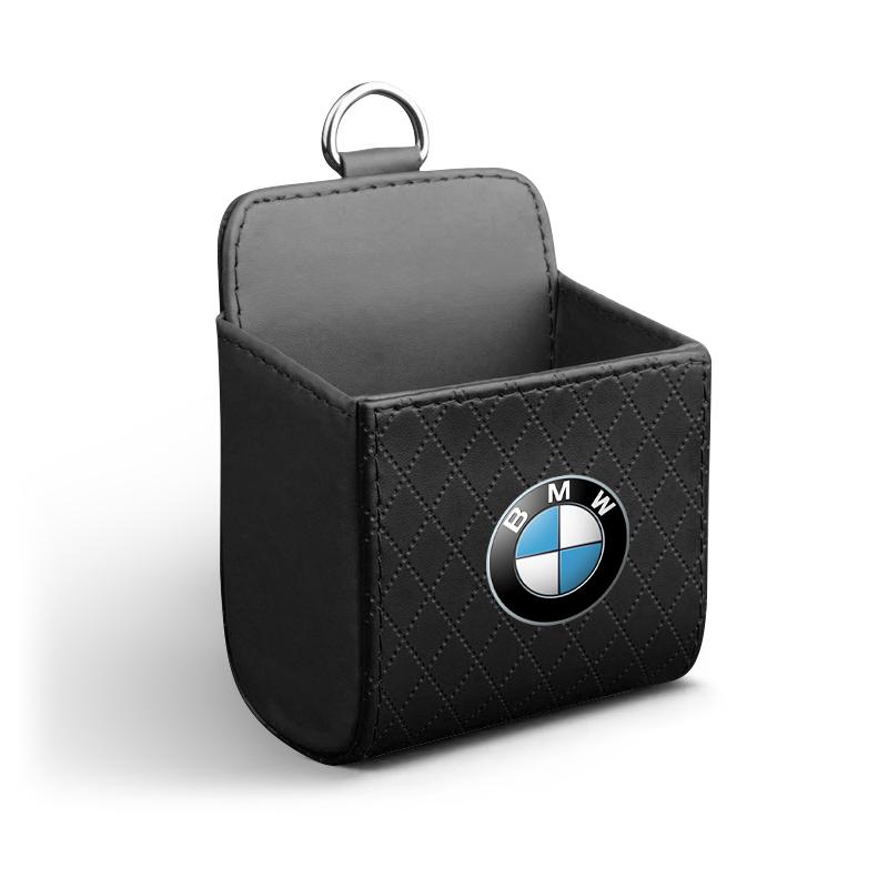 M LOGO Car Storage Bag Car Air Outlet Debris Bag Leather Organizer Box For BMW E46 E39 E90 E60 E36 F30 F10 E34 E30 F20 E92 M3 M4 M5 X3 X4 X5 X6 X7