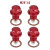 EDHUUJSI Best Engine Protection Magnetic Drain Plug Easy Install High Performance Engine Drain Nut Bolt, Red, M24*1.5, 4pcs