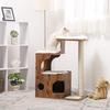 FEANDREA 86 cm Cat Tree, Medium Cat Tower with 3 Beds and Cave, Cat Condo Made of MDF with Wood Veneer, Sisal Post and Washable Faux Fur, Vintage