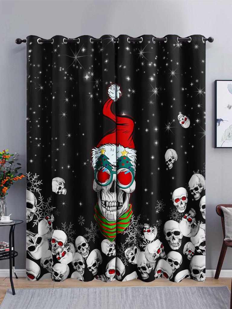 Curtains Cartoon Santa Holiday Curtains Bedroom Living Room Blackout Curtain Perforated