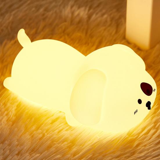 Silicone Night Light with Auto-Off Timer Cute Puppy Design Flicker Free Eye Protection Touch Control LED Bedside Lamp Decoration