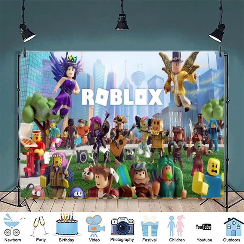 Roblox Boys' Game Birthday Party Decoration Banner 5x3 Ethylene Photography Backdrop Cloth