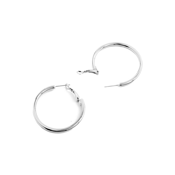Ohrringe - LUXENTER - Sadro - Rhodiniertes Metall - Moderne Creolen - Grau