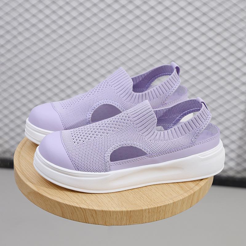

Summer new Korean ins breathable hollow casual board shoes platform fashion versatile muffin women s shoes 42 фиолетовый