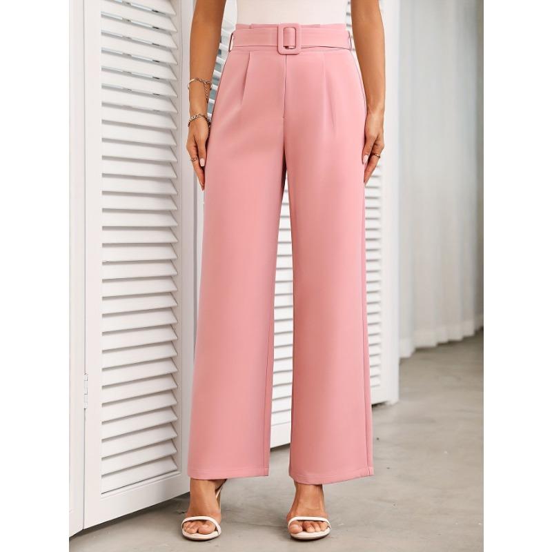 Women High Waist Wide Leg Straight Suit Pants Casual Office Wear S