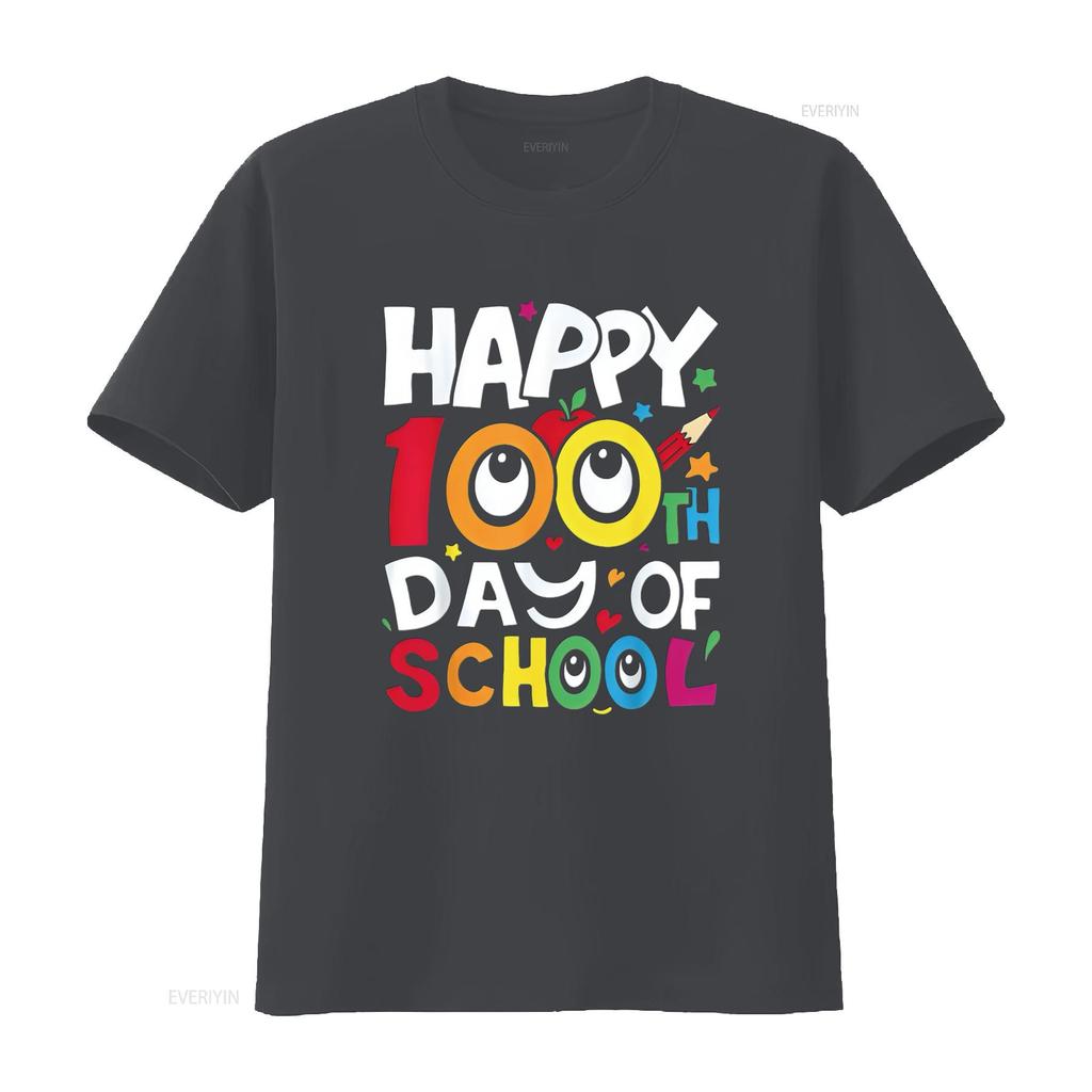 Happy 100Th Day Of School 100 Days Teachers Students Parents T Shirt vintage Washed Breathable fashion Unisex Stylish Casual