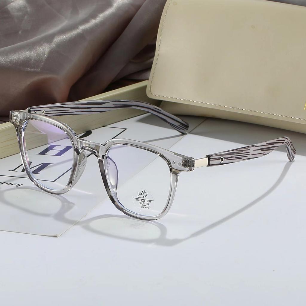 Trendy Anti Blue Light Wooden Grain Leg TR90 Glasses, Men Women Big Square Blue Ray Blocking for Computer Glass Frames F83026