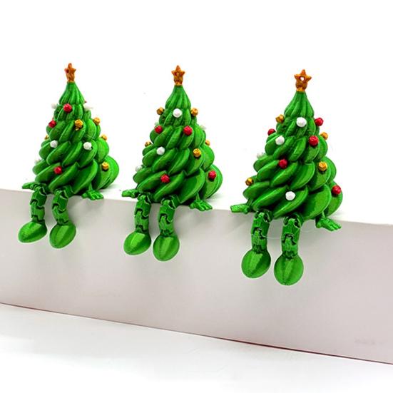 Articulated Christmas Tree Shelf Sitter 3D Printed Christmas Tree Desktop Figurine with Movable Joints Cute Holiday Desk Decor for Room Office