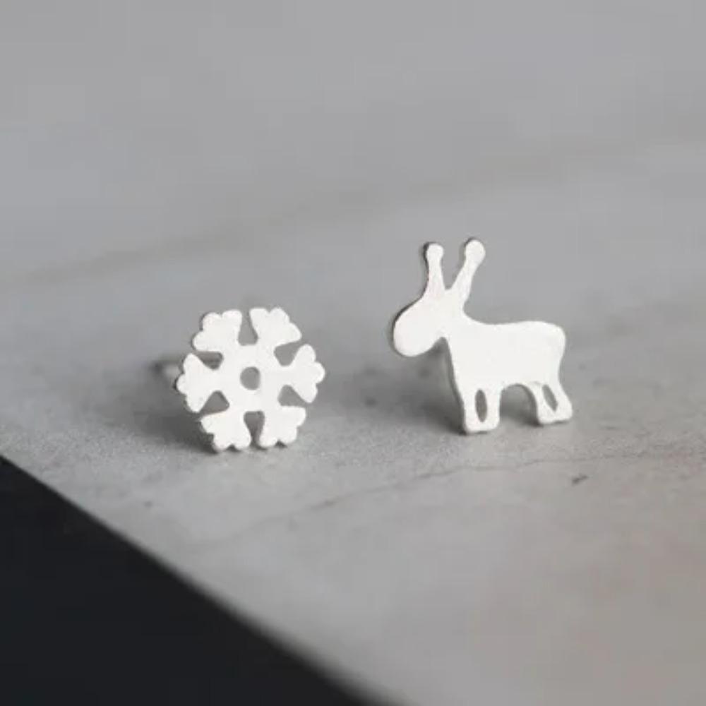 Silver Plated Korean Style Stud Earrings for Women Creative Ear Hole Design Allergy Free Fine Jewelry Accessories