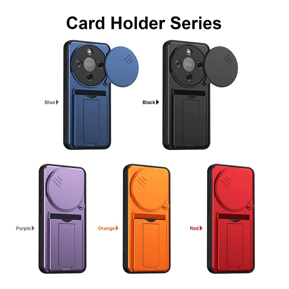 KEYSION Card Slot Holder Bag Phone Case for HONOR X9d 5G Slide Camera Protection Kickstand Shockproof Cover for Magic 8 Lite 5G