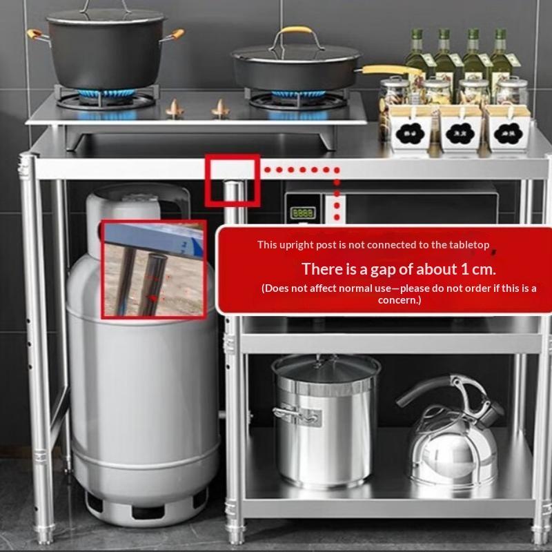 1Pcs Gas Cooktop Rack, Stainless Steel Kitchen Storage, Floor-to-ceiling Three-layer Functional Kitchenware, Thickened Storage