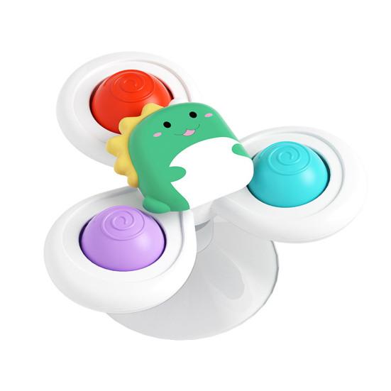 3Pcs/Set Baby Spinner Toy with Suction Cup Mushroom Lion Dinosaur Educational Table Bath Infant Spinning Fidget Toy Toddler Gift