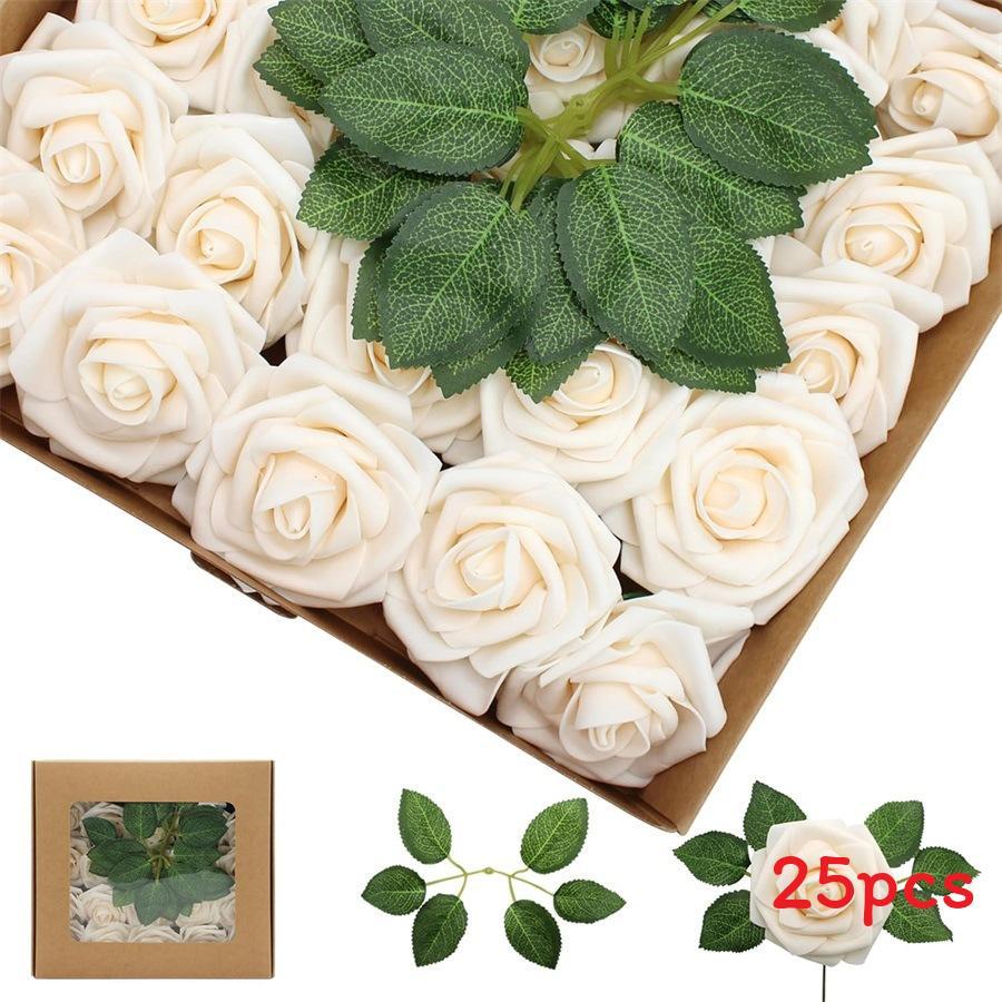 Fleur Rose en Mousse Accessoires de Centre de Table de Mariage Avec Tige Pour Décoration Intérieure et Extérieure