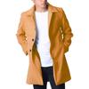 Mens Mid-Length Wool Blend Coat Solid Color Turn-Down Collar Single-Breasted Daily Wear Youth