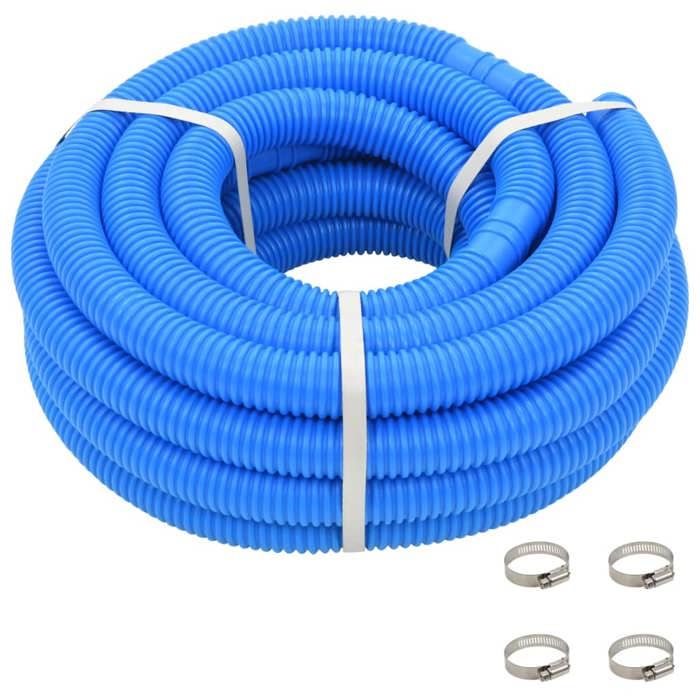 VidaXL Tuyau de piscine avec colliers de serrage Bleu 38 mm 12 m