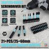 21Pcs/Set S2 Alloy Steel 1/4 Inch Hex Shank Magnetic Screwdriver Bits Set with Extension Bar for Power Tools