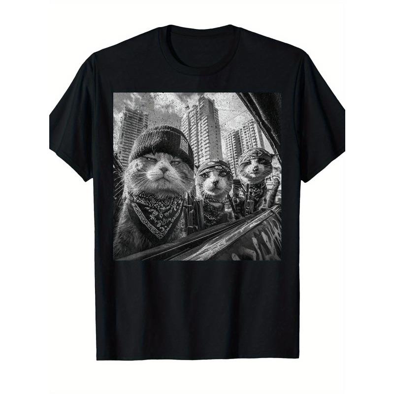 Funny Retro Cat Gang Member Unisexs Tshirt Summer New Casual Unisex Tshirt S