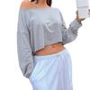European Casual Navel-Baring Long-Sleeve Solid Vest T-Shirt for Women - Autumn/Winter 2025