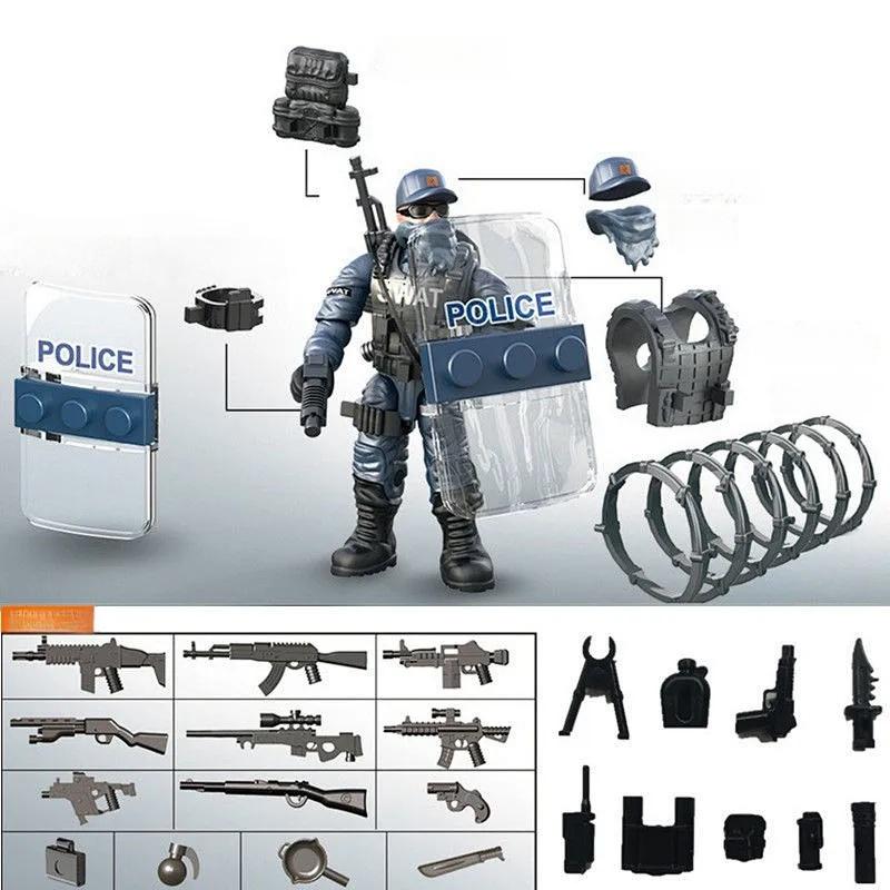 Special Forces Minifigures Weapons Boys Assemble Tank Military Building Blocks Toys