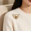 Sparkling Rhinestone Bee Brooch Faux Pearl Gold Plated Vintage Scarf Pin for Women Outdoor Picnic Wear Gift for Friend