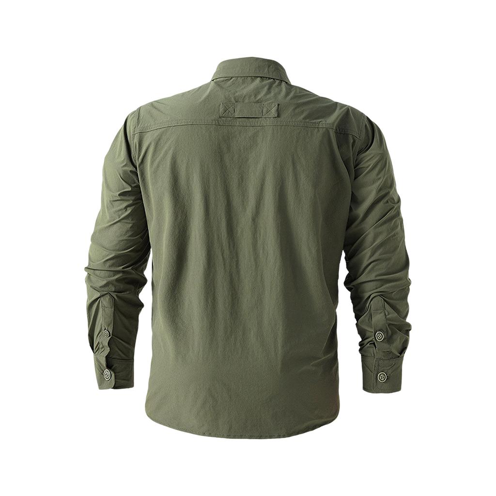 Men's Long Sleeve  Shirt Multi Pockets Casual Breathable Work Fishing Clothes Outdoor Sports Dry Hiking Shirt