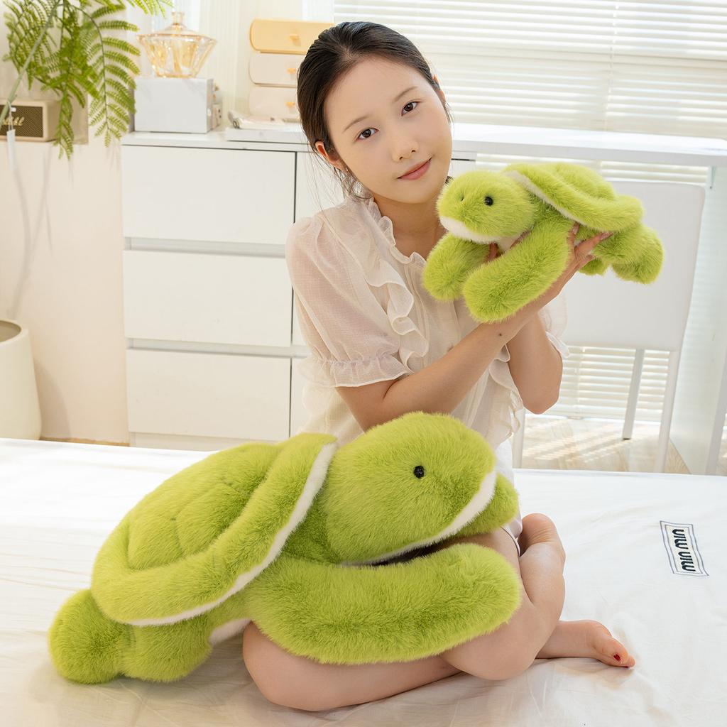 Prone Position Green Turtle Frog Animals Plush Toys Simulation  Kawaii Cartoon Soft Dolls Birthday Valentine's Day Gifts Kids