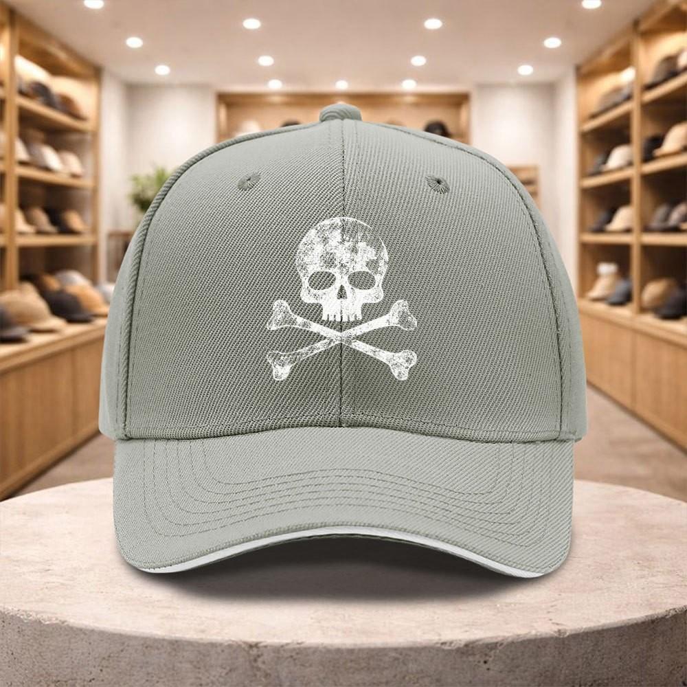 Skull Crossbones Print Baseball Cap for Unisex Women Casual All Season Adjustable Sun Hat