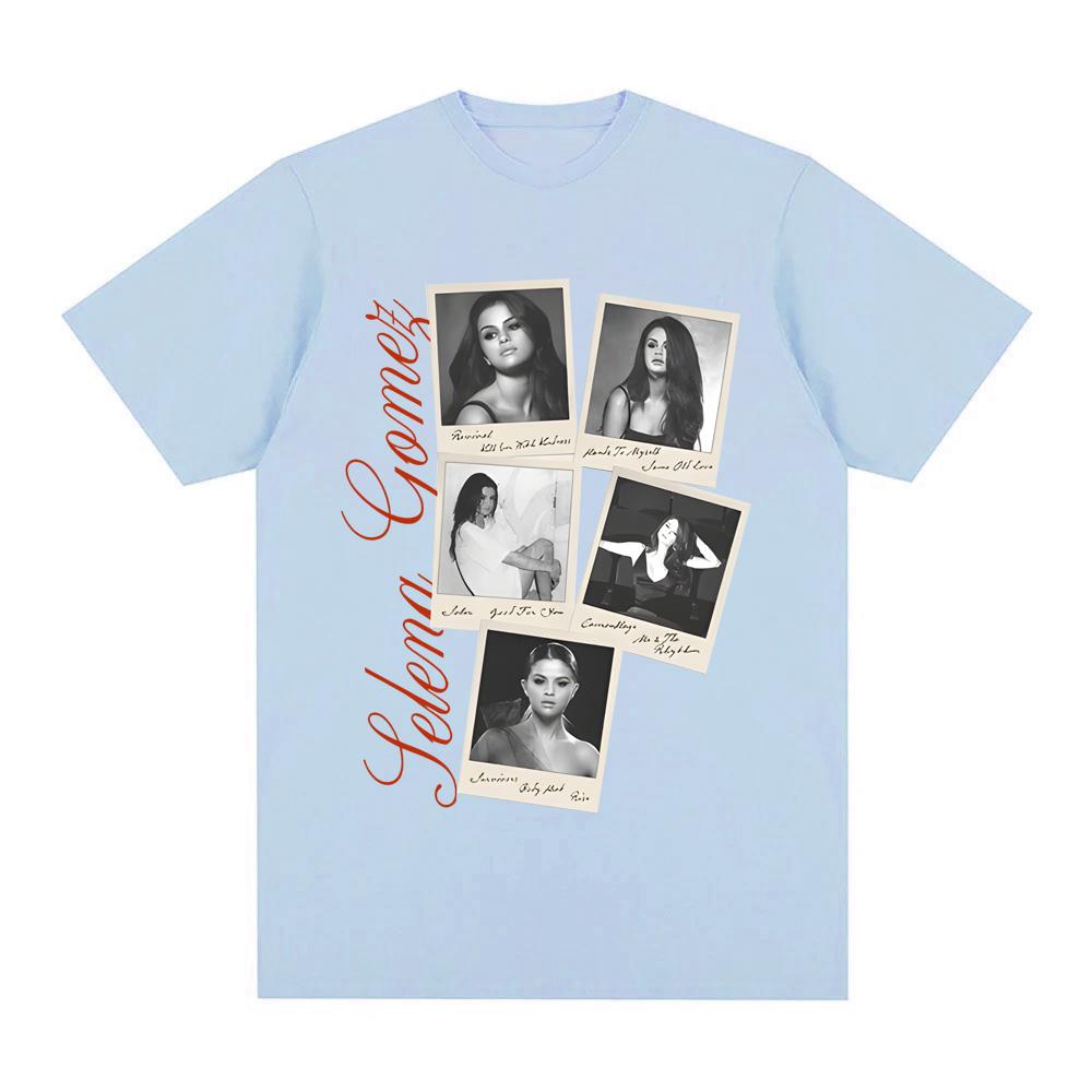 REVIVAL POLAROID T-SHIRT Selena Gomez  Fashion Vintage New 100% Cotton Tops Grunge O-neck High Quality Female/Male Tshirt