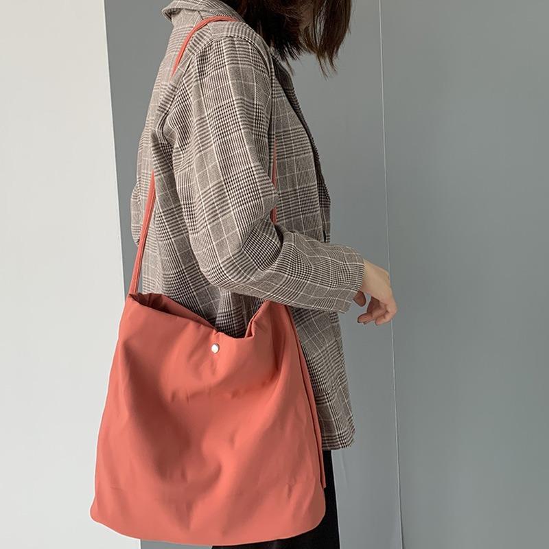 Candy Color Simple Solid Color Canvas Bag Female Single Shoulder