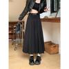 Vintage College Woolen Pleated Skirt Women's Autumn and Winter High Waist Skirt Versatile Umbrella Skirt Medium and Long Skirt