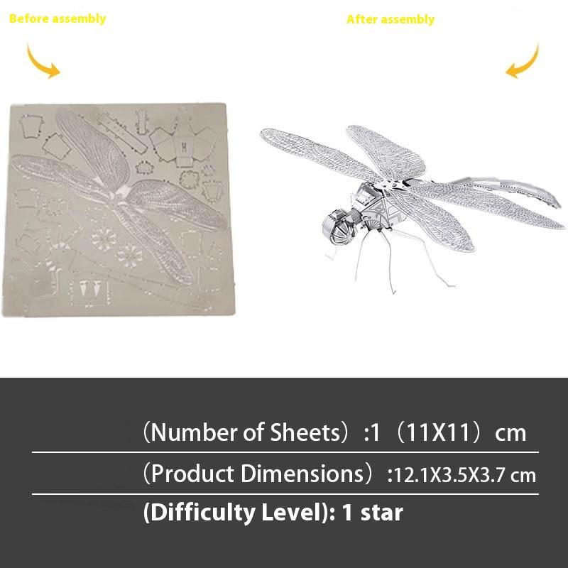 1 Set Jigsaw Puzzle Toys Insect Series Diy Mini Assembling 3D Metal Puzzle Color Dragonfly Model For Kids 14+ Adult Gift