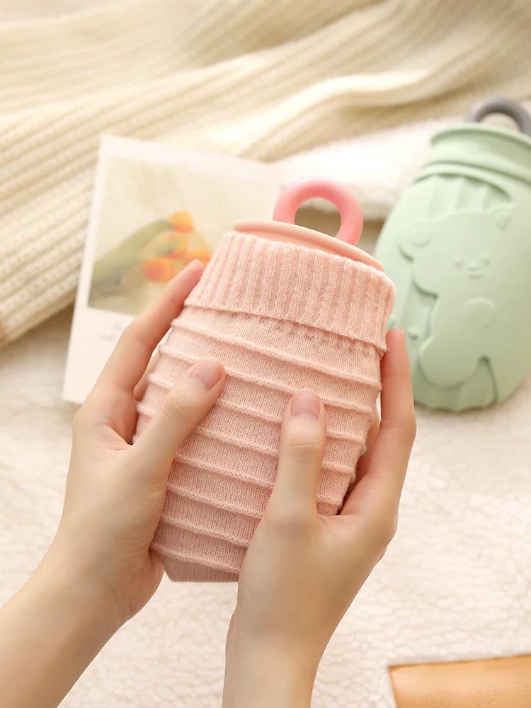 Silicon Hot-Water Bag Water Injection Hot Water Bottle Female Hot Compress Cute Portable Explosion-Proof Hand Warmer Dysmenorrhea Warm Belly Heating