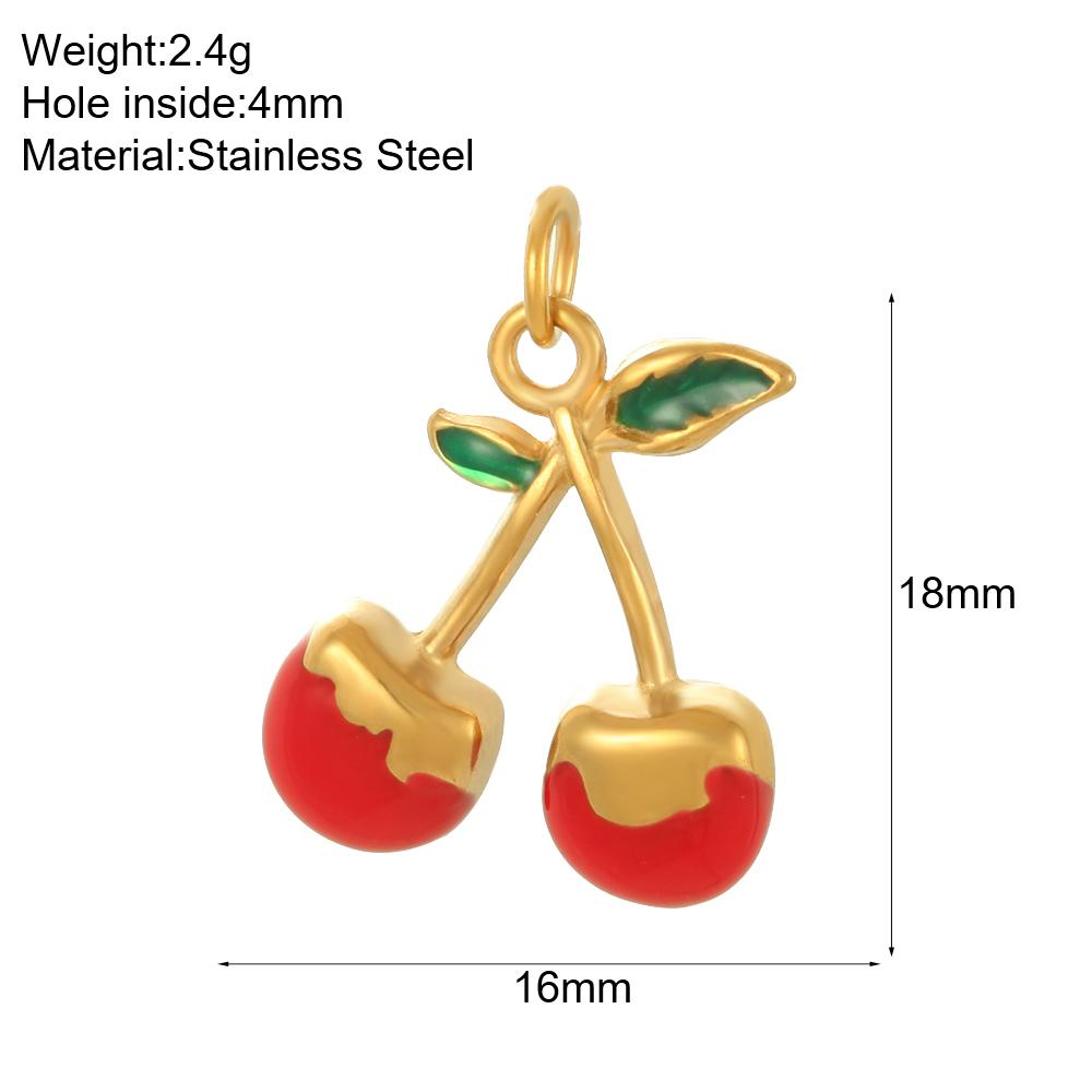 Stainless Steel Women's Stainless Steel Fruit Pendant Strawberry Watermelon Banana Pendants Women Zircon DIY Charms Accessories