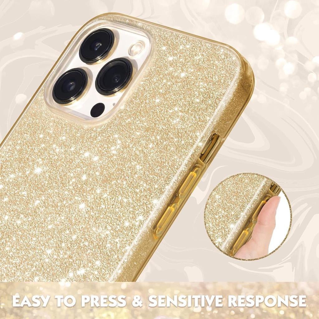 MILPROX Compatible with iPhone 14 Pro Max Case (2022), Glitter Sparkly Shiny Bling Rubber Gel Shell Cases 3 Layers Shockproof Protective Bumper Cover