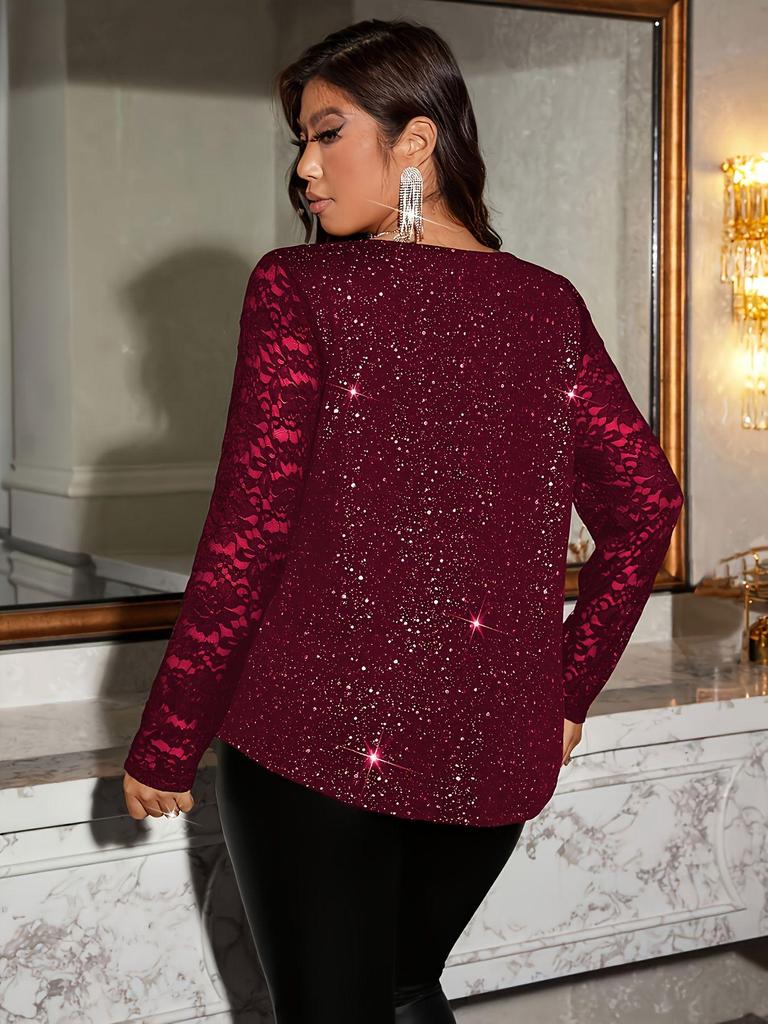 Women's Elegant Lace Wave Long Sleeve T-shirt 2026
