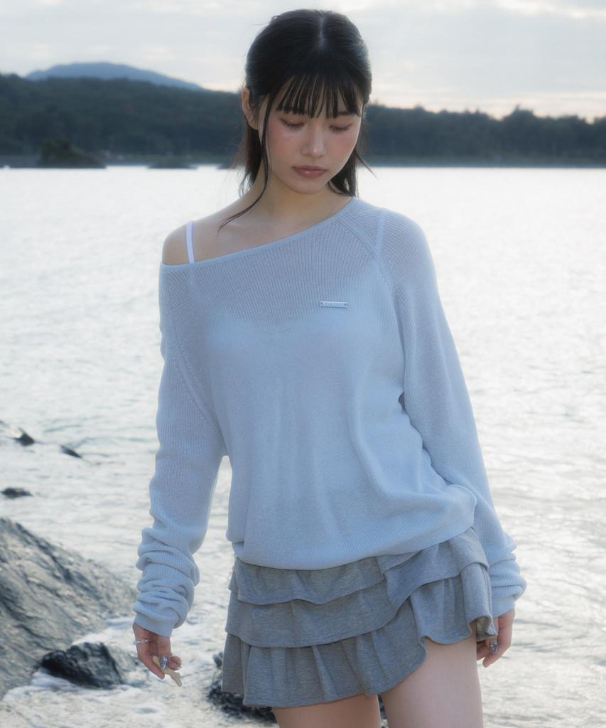 ROSEFRANTZ Boatneck Sheer Basic Knit [Sky Blue]