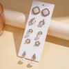 10 Pcs Elegant Simulated Pearl Stud Earrings for Women Geometric Inlaid Rhinestones Ear Studs Party Ear Jewelry Set K