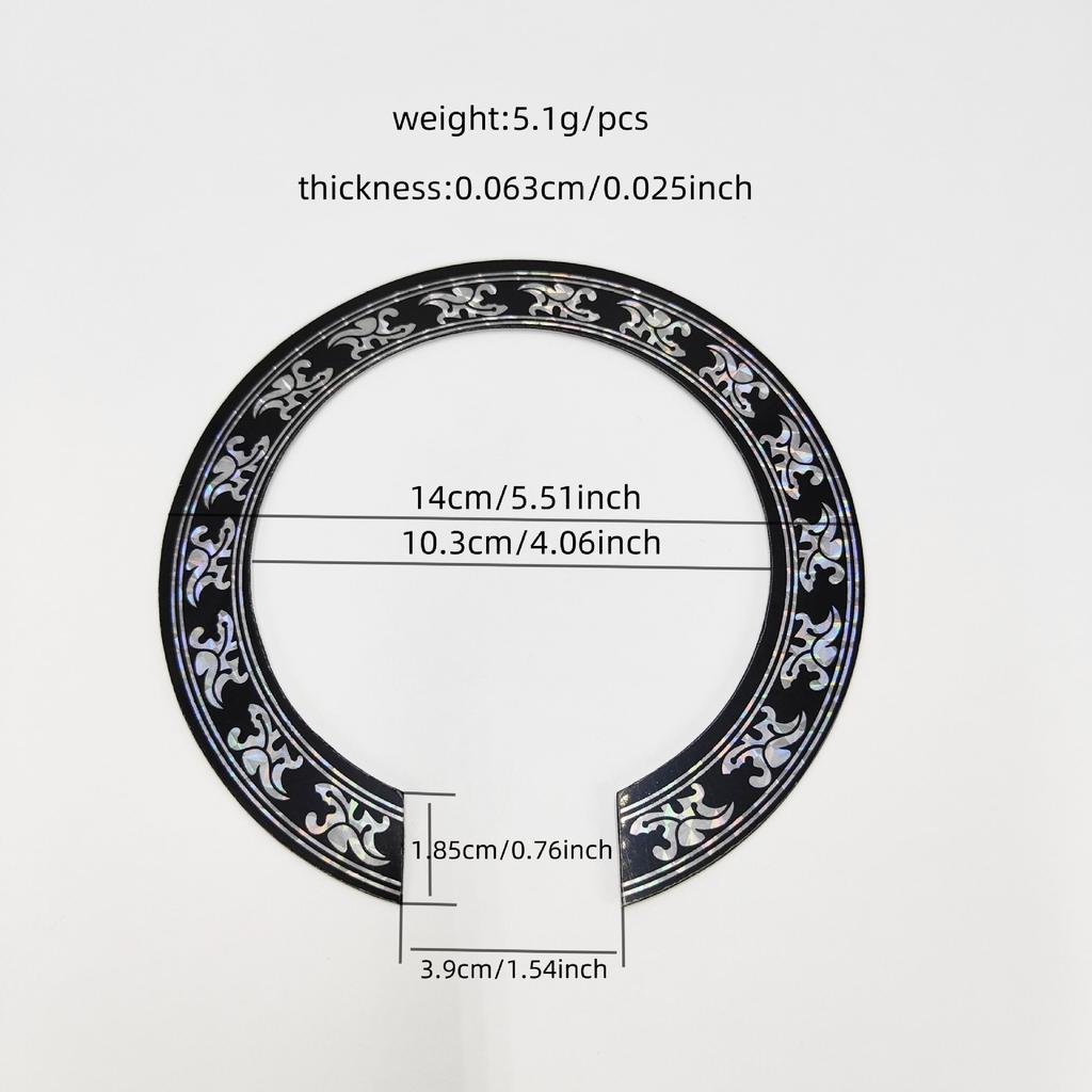 Folk Guitar Soundhole Stickers Durable PVC Self-Adhesive Soundhole Rings Decorative Protective Stickers for Classical Guitars with Adhesive Backing