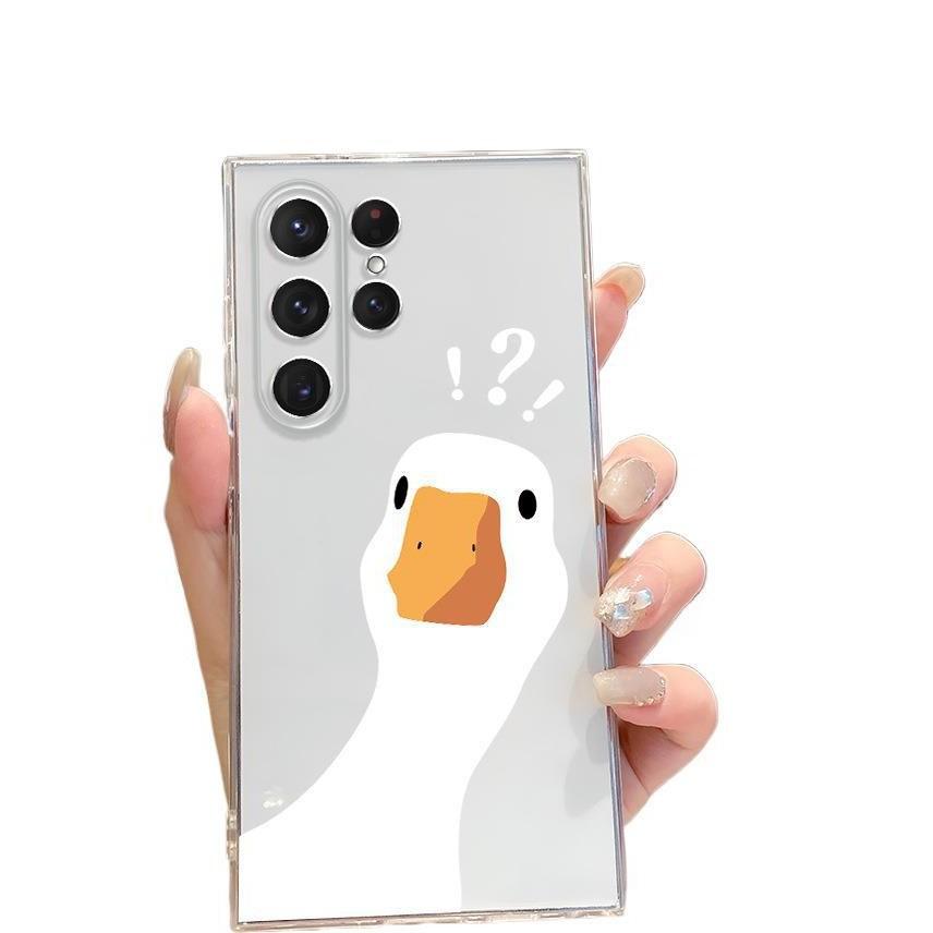 Dummy question mark duck mobile phone case is suitable for Samsung S23 mobile phone case, light and thin s25Ultra anti-drop transparent case s20.