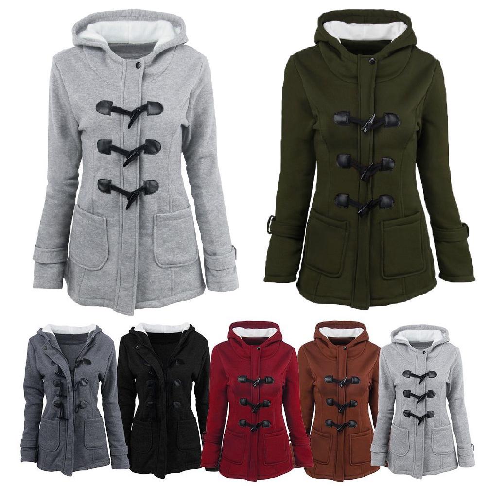 Elegant Women Trench Parka Hooded Coat Jacket Outwear Winter Warm Long Overcoat