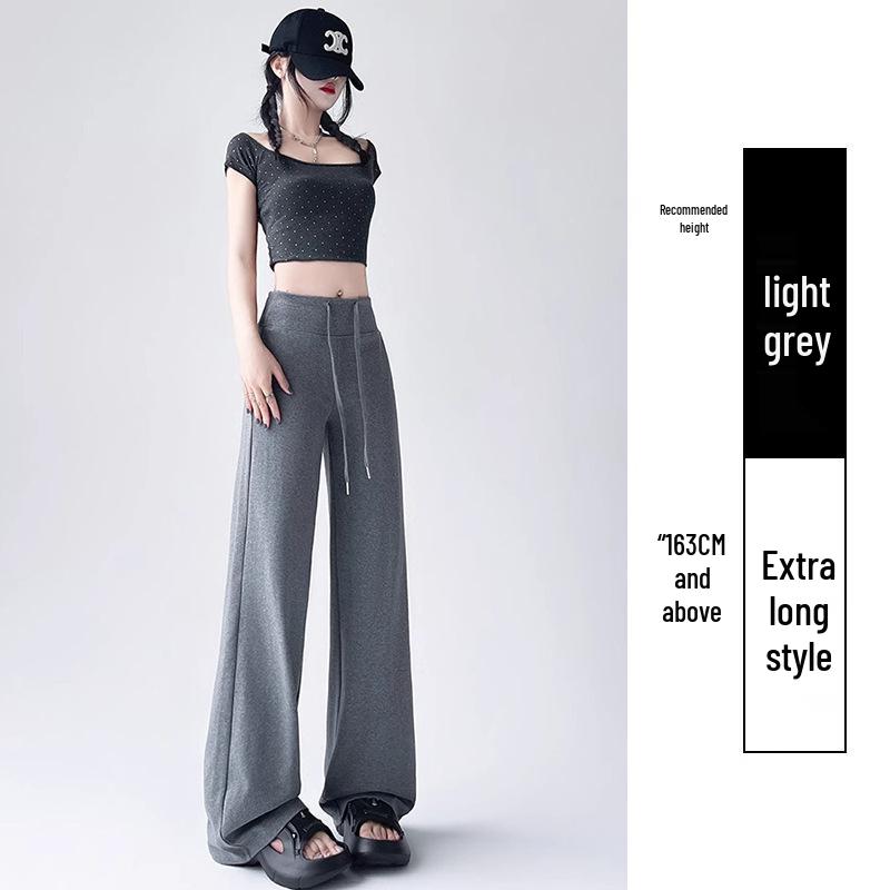 

Женские брюки с высокой посадкой, широкими штанинами и драпировкой, 2025: Повседневные, Свободные, Стройнящие, Летние спортивные штаны L (110-125 lbs)