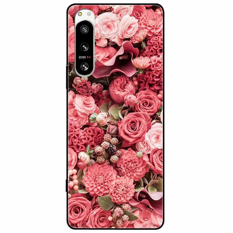 For Sony Xperia 5 IV / 1 IV Case 10IV Soft Silicone Flower Phone Back Cases For Sony Xperia 10 IV V Cover 5IV TPU Bumpers 10V