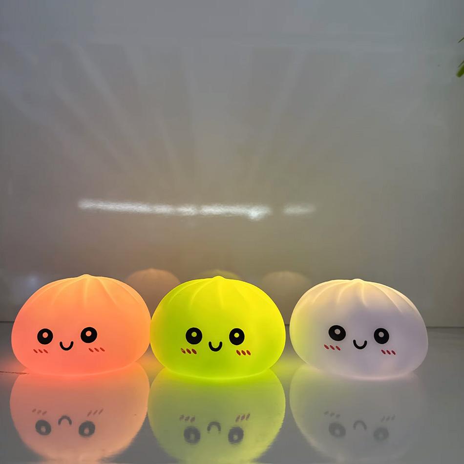 Colorful Dumpling Squishes Kawaii Bedroom Desktop Decoration Dumpling Vinyl Doll Night Light Luminous Toy Surprise Girl Gifts
