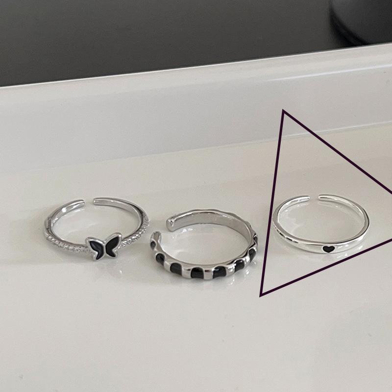 

Trendy Aesthetic Dark Butterfly Heart Adjustable Copper Ring For Women